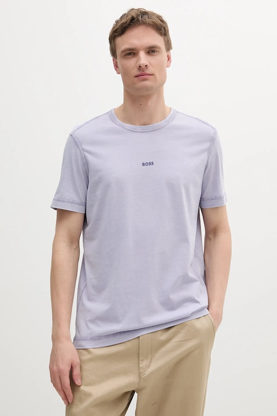 BOSS Orange tricou din bumbac BOSS ORANGE uni violet 50502173