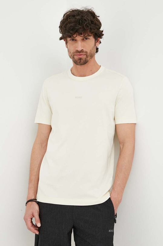 Βαμβακερό μπλουζάκι Boss Orange BOSS ORANGE κανονικό μπεζ 50502173