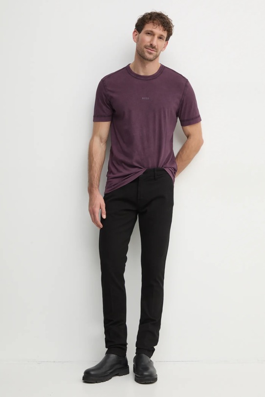Хлопковая футболка Boss Orange BOSS ORANGE 50502173 фиолетовой SS25