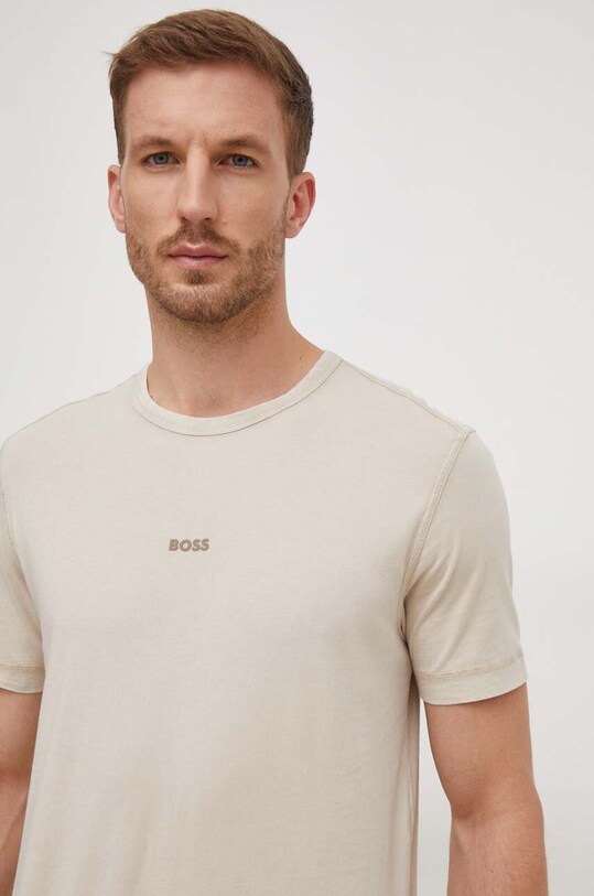 BOSS Orange t-shirt bawełniany BOSS ORANGE beżowy 50502173