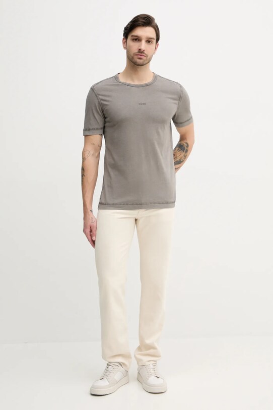 BOSS Orange tricou din bumbac BOSS ORANGE 50502173 maro SS25