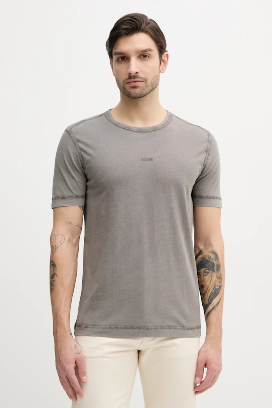 Βαμβακερό μπλουζάκι BOSS Orange BOSS ORANGE καφέ 50502173
