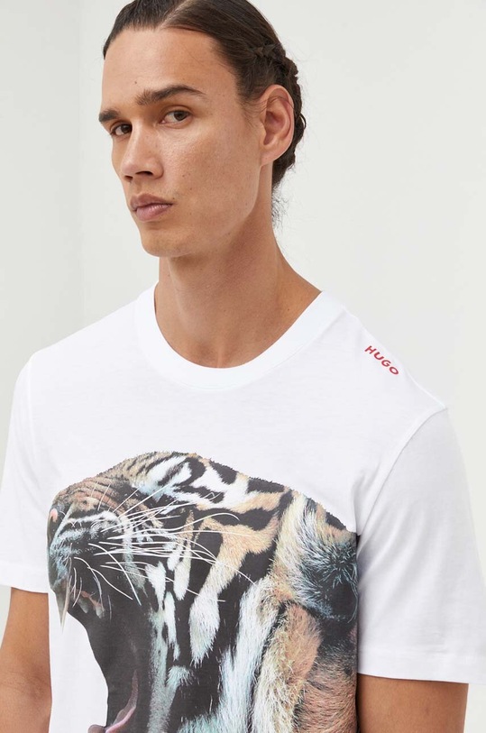 HUGO tricou din bumbac print alb 50494577