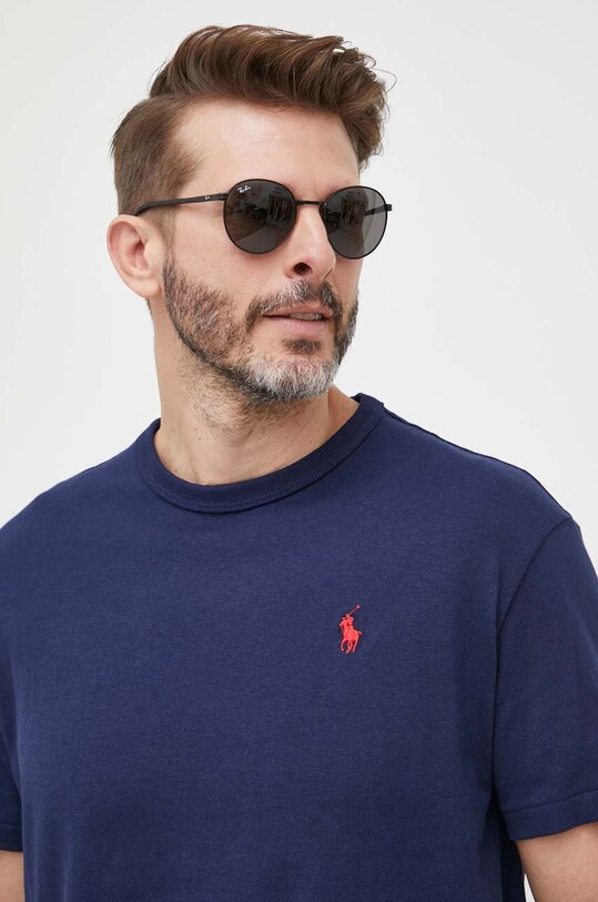 Bavlněné tričko Polo Ralph Lauren hladký námořnická modř 710811284