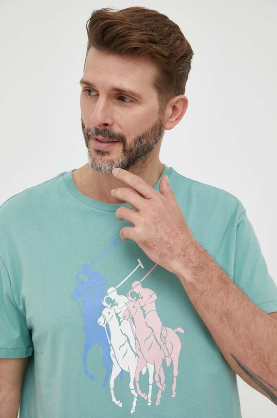 Βαμβακερό μπλουζάκι Polo Ralph Lauren πράσινο 710909588