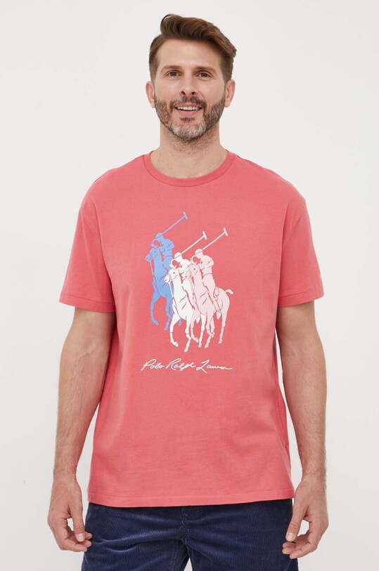 Βαμβακερό μπλουζάκι Polo Ralph Lauren βαμβάκι κόκκινο 710909588