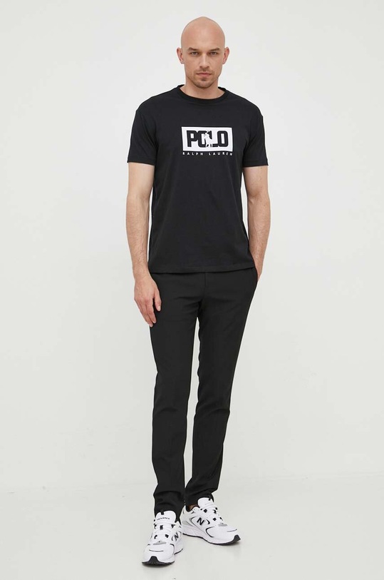 Βαμβακερό μπλουζάκι Polo Ralph Lauren 710909594 μαύρο AW23