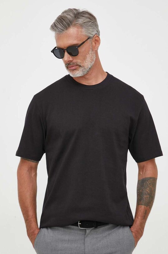 Lindbergh tricou din bumbac uni negru 30.400120.BLACK
