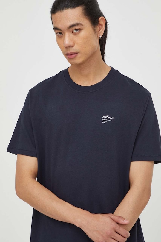 The Mercer Brand t-shirt bawełniany bawełna granatowy MEAP233006