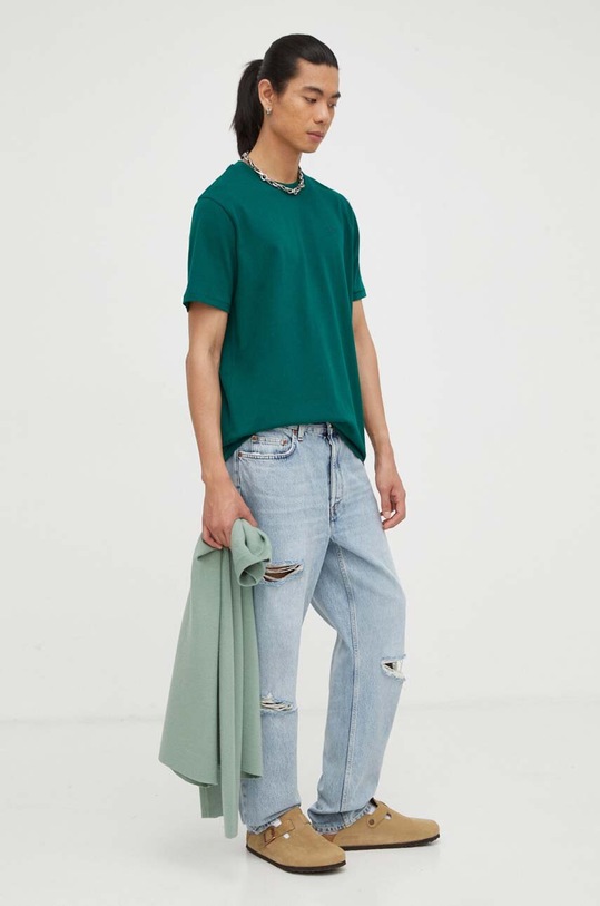 The Mercer Brand t-shirt bawełniany MEAP233006 zielony AW23