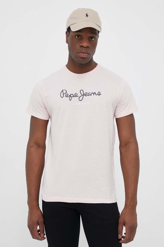 Pepe Jeans t-shirt bawełniany Eggo nadruk różowy PM508208.324