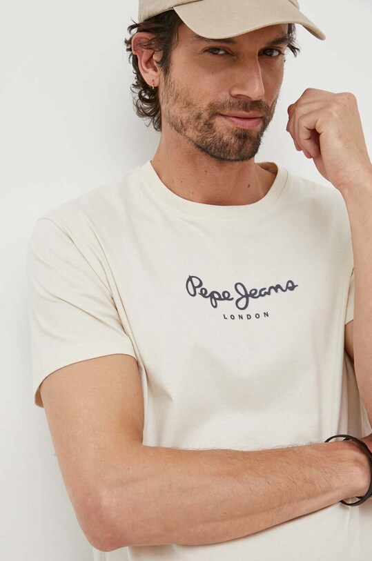 Pepe Jeans t-shirt bawełniany Edward Tee beżowy PM508977.804