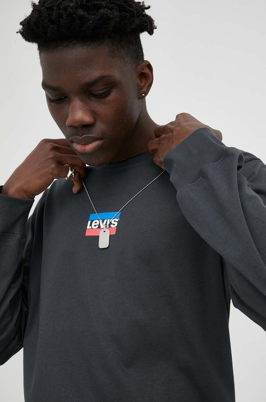 Bavlnené tričko s dlhým rukávom Levi's sivá 36015.0157