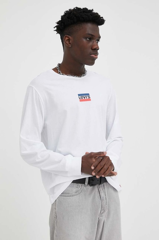 Levi's longsleeve bawełniany nadruk biały 36015.0158