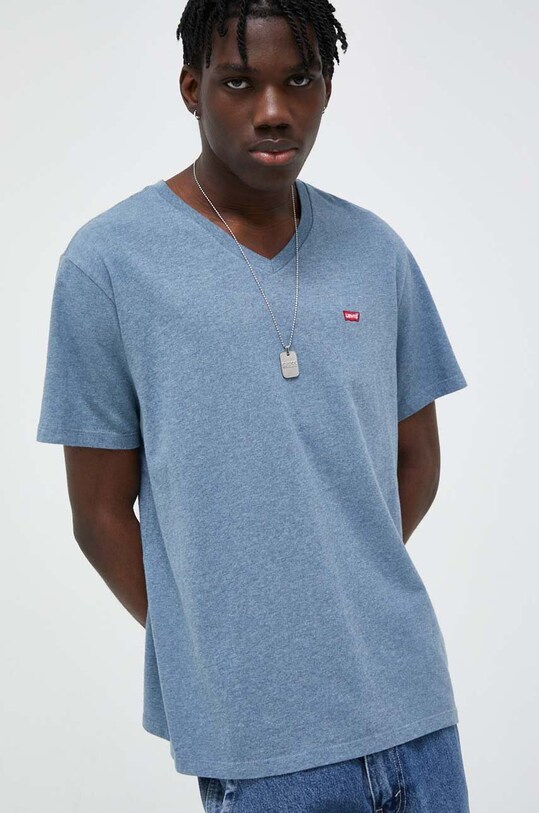 Памучна тениска Levi's стандартна тъмносин 85641.0034