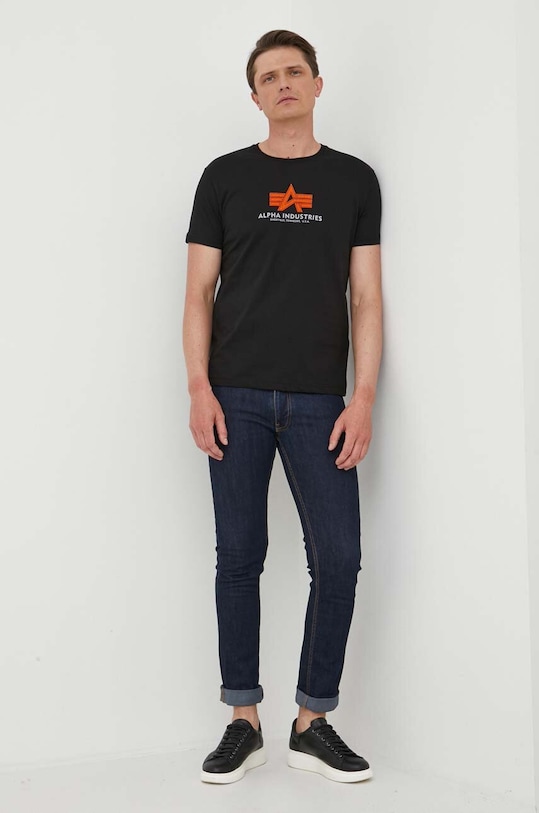 Alpha Industries pamut póló 100501RB.03 fekete SS24