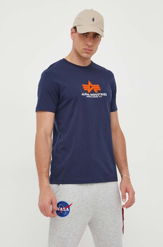 Alpha Industries t-shirt bawełniany regular granatowy 100501RB.697