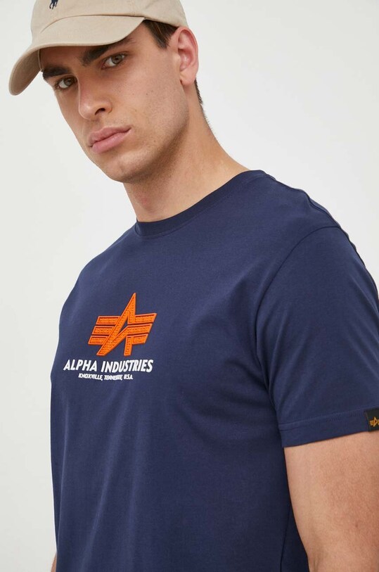 Хлопковая футболка Alpha Industries тёмно-синий 100501RB.697
