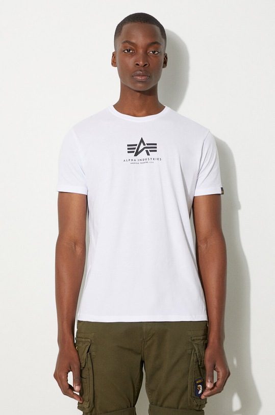 Bavlněné tričko Alpha Industries regular bílá 118533.09