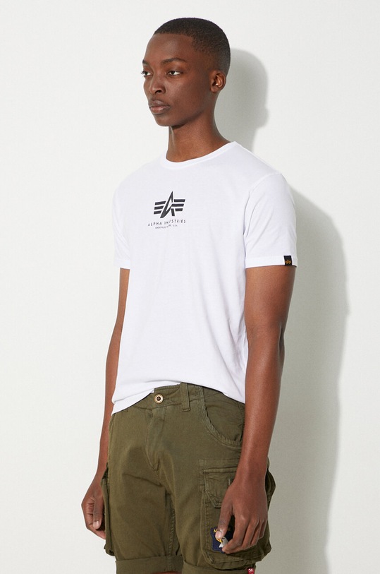 Bavlněné tričko Alpha Industries bílá 118533.09