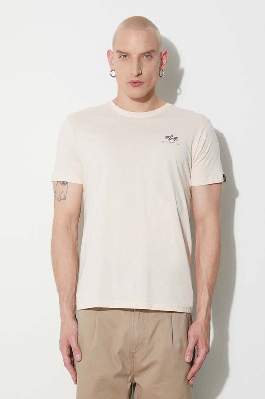 Alpha Industries t-shirt bawełniany 128507.578 beżowy AW24