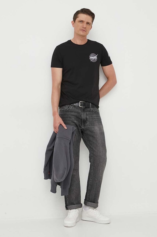 Bavlnené tričko Alpha Industries Space Shuttle T 176507.03 čierna AW23
