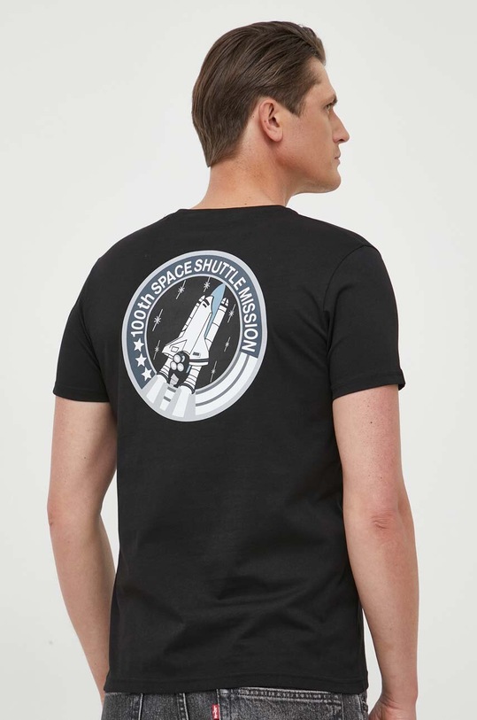 Oblečenie Bavlnené tričko Alpha Industries Space Shuttle T 176507.03 čierna