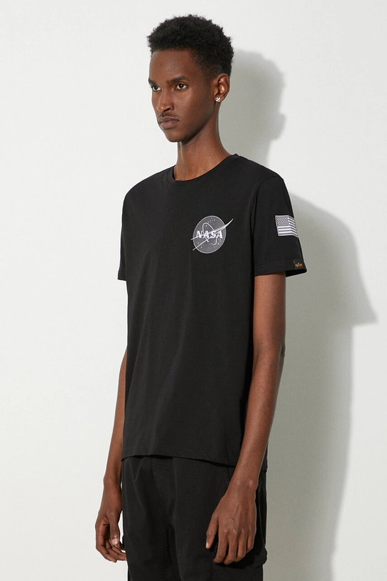 Alpha Industries t-shirt in cotone Space Shuttle T 176507.03 nero