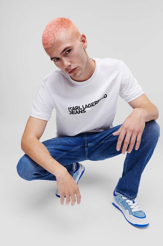 Odzież Karl Lagerfeld Jeans t-shirt bawełniany 235D1707 biały