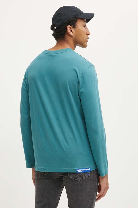 Oblečenie Bavlnené tričko s dlhým rukávom Karl Lagerfeld Jeans 235D1708 tyrkysová