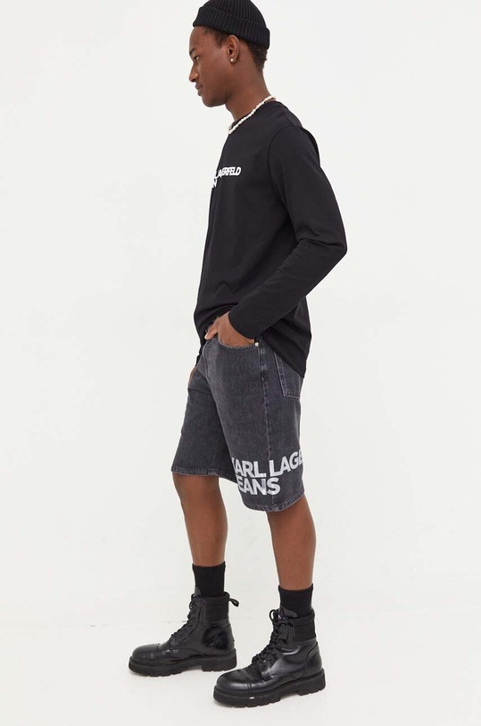 Karl Lagerfeld Jeans longsleeve din bumbac 235D1708 negru AW24
