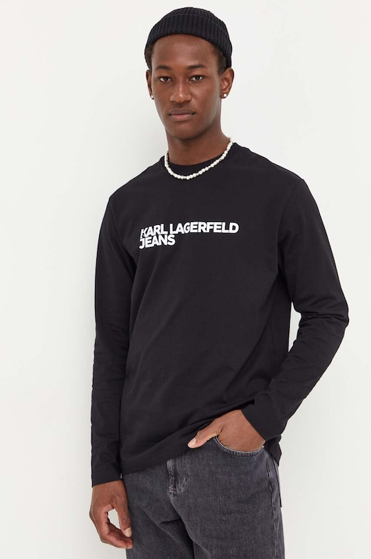 Karl Lagerfeld Jeans longsleeve din bumbac negru 235D1708