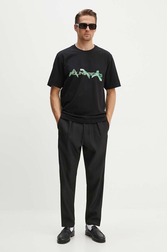 Βαμβακερό μπλουζάκι Filling Pieces 88113631955 μαύρο AW23