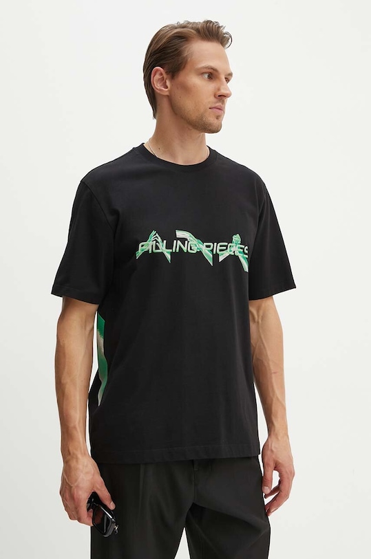Odzież Filling Pieces t-shirt bawełniany Handshake 88113631955 czarny