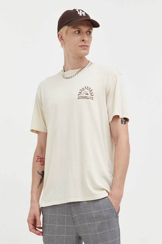 Βαμβακερό μπλουζάκι Quiksilver EQYZT07492 μπεζ AW23