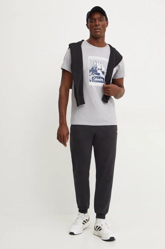 Βαμβακερό μπλουζάκι Columbia CSC Seasonal Logo 1991036 γκρί AW24