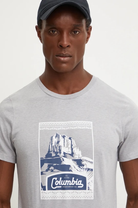 Βαμβακερό μπλουζάκι Columbia CSC Seasonal Logo γκρί 1991036
