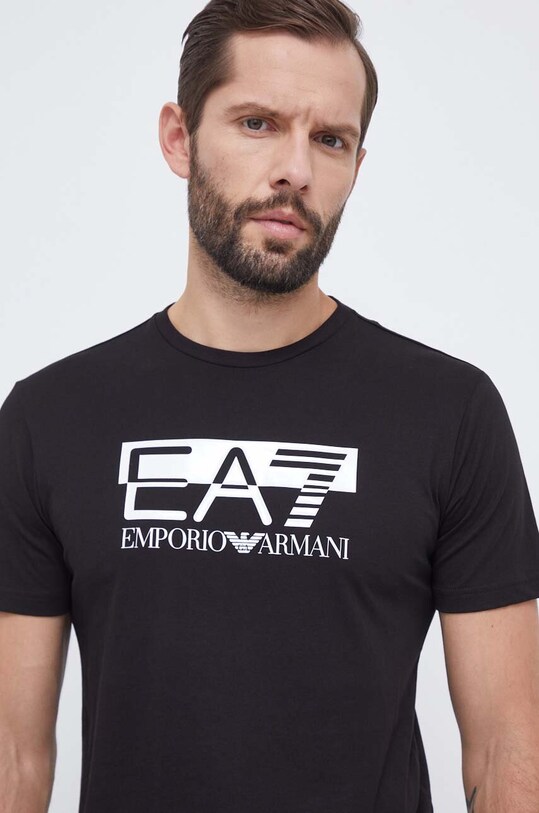 Бавовняна футболка EA7 Emporio Armani чорний 6RPT81.PJM9Z
