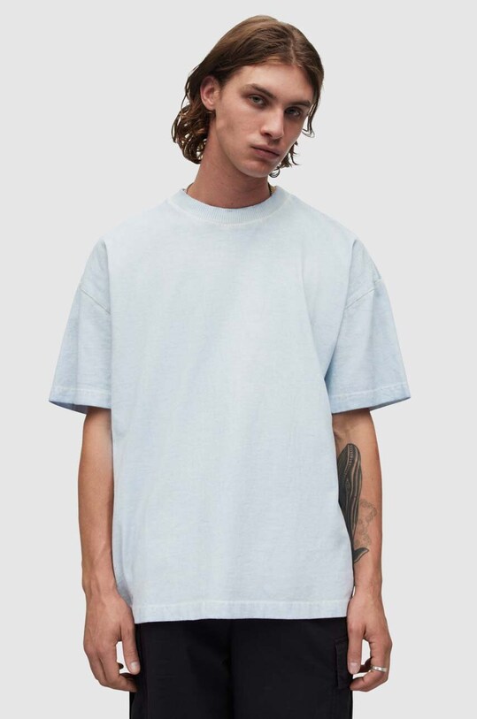 AllSaints t-shirt bawełniana MAX SS CREW MD155Y niebieski AW23