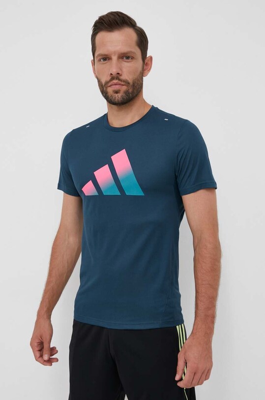adidas Performance t-shirt do biegania Run Icons z elastanem turkusowy IL1803