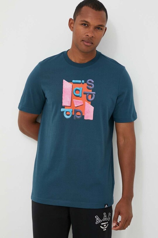 adidas t-shirt bawełniany niebieski IL5382