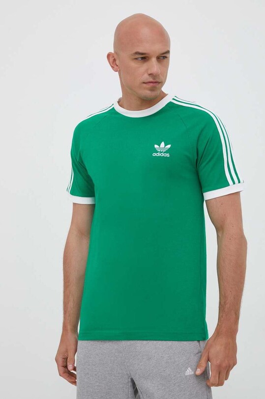 Памучна тениска adidas Originals Adicolor Classics 3-Stripes Tee зелен IM0410