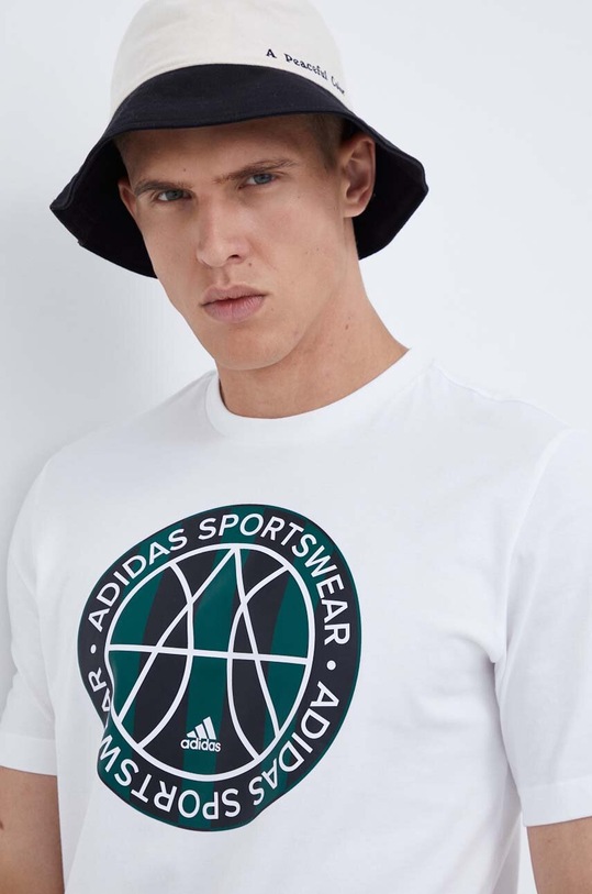 Bombažna kratka majica adidas Potisk bela II3575