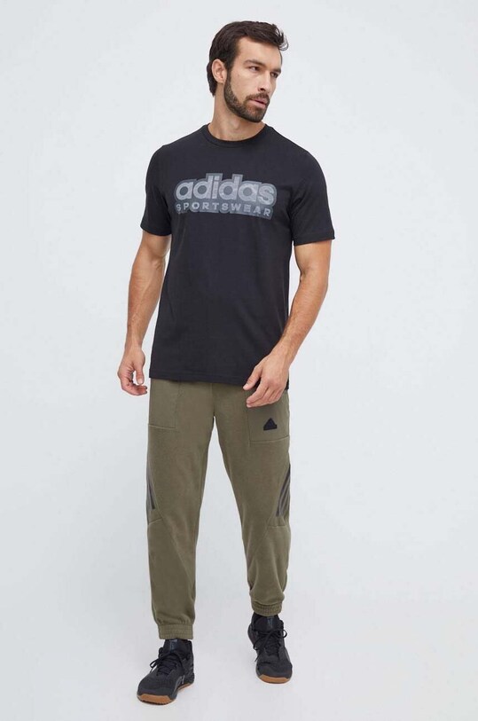 Хлопковая футболка adidas II3580 чёрный AW23