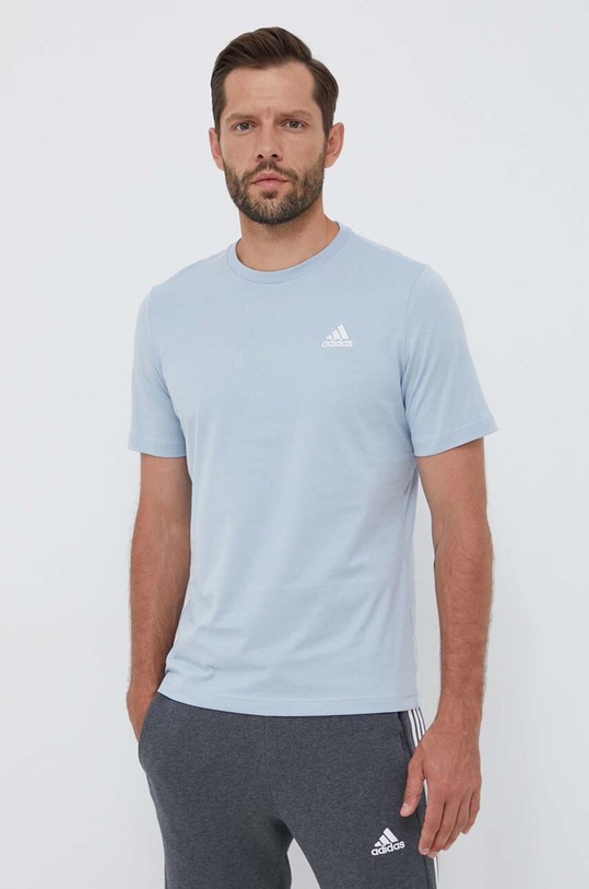 adidas t-shirt bawełniany niebieski IJ6109