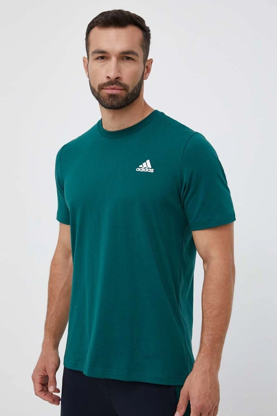 adidas t-shirt bawełniany Essentials zielony IJ6111