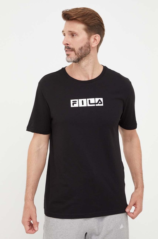 Fila t-shirt bawełniany nadruk czarny FAM0513
