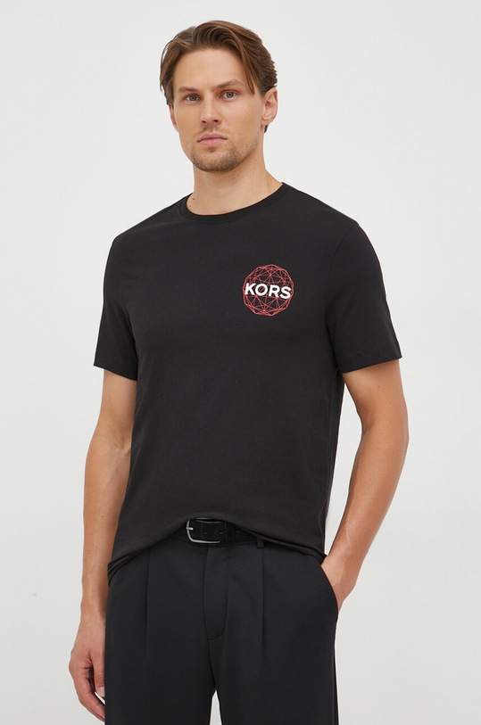 Βαμβακερό μπλουζάκι Michael Kors CF351P0FV4 μαύρο AW23