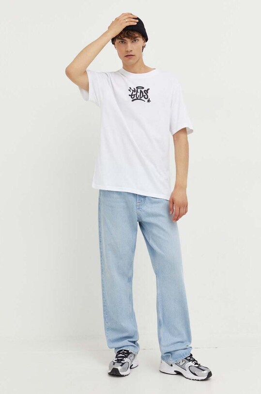 GCDS tricou din bumbac print alb FW23M130127