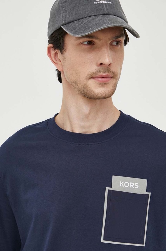 Bombažna kratka majica Michael Kors mornarsko modra CF351MRFV4